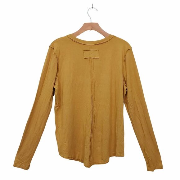 Free People We The Free Moon Dance Top Womens Large Gold Long Sleeve V-Neck - Picture 2 of 12